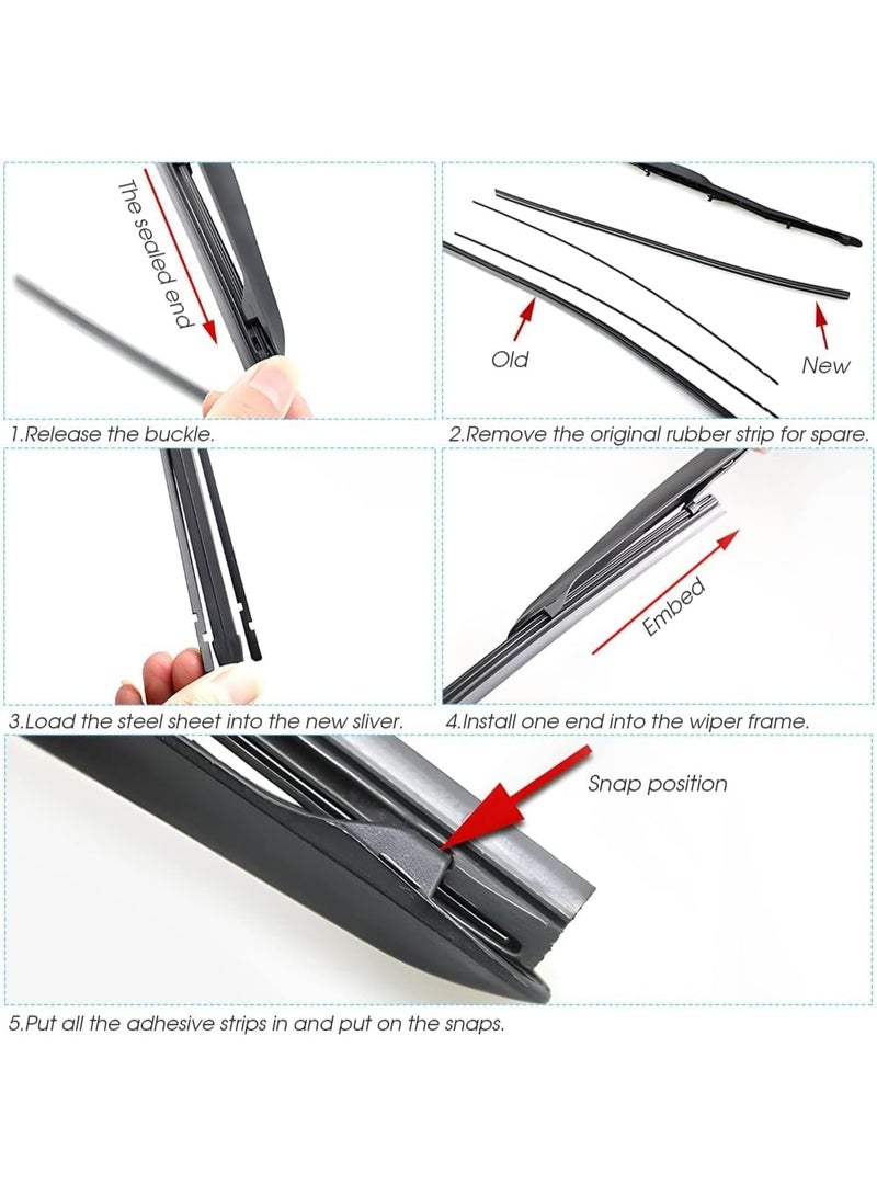 YelaJoy 4 Pieces Car Wiper Blade Replacement Strip, Rubber Frameless Windshield Wiper Strip, DIY Adjustable Boneless Windscreen Blade Refills, Auto Accessories for Most Vehicle Buses Trucks (26") - Image 5
